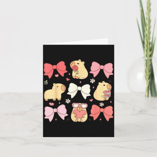 Carte Cute Kawaii Animals And Nk Coquette Bows Aesthetic (Devant)