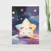 Carte Cute Kawaii Aquarelle étoile Nursery Baby (Devant)