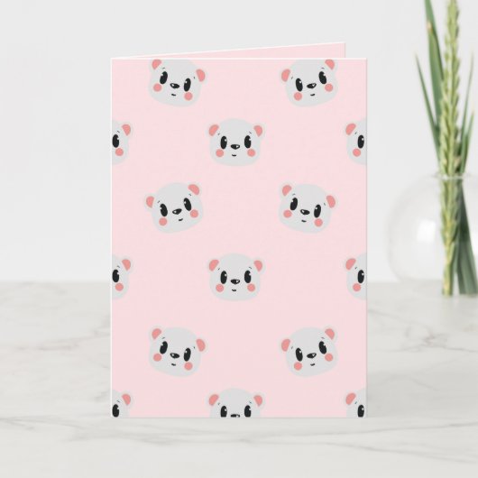 Carte Cute Kawaii Bear Face Pattern on Pastel Pink (Devant)