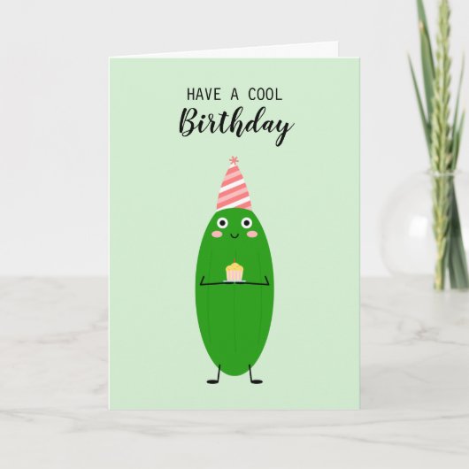 Carte Cute Kawaii Cucumber Cake Vegan Cool Anniversaire (Devant)