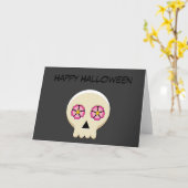 Carte Cute Kawaii Goth Crâne avec Fleurs | Ajouter du te (Fleur jaune)