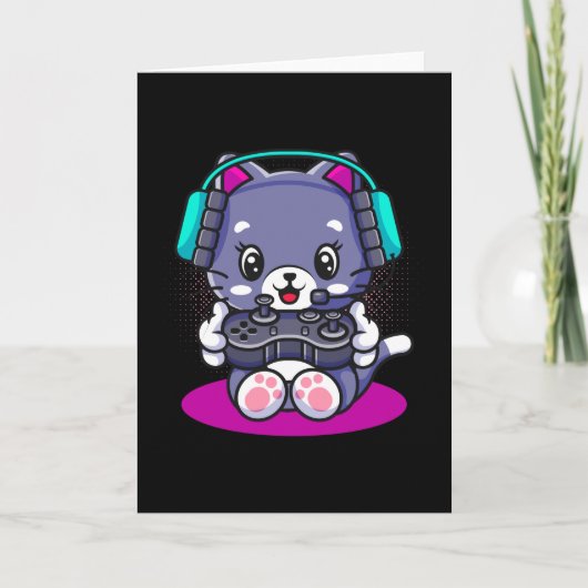 Carte Cute Kawaii Jeu de Chat Manga Kitten (Devant)