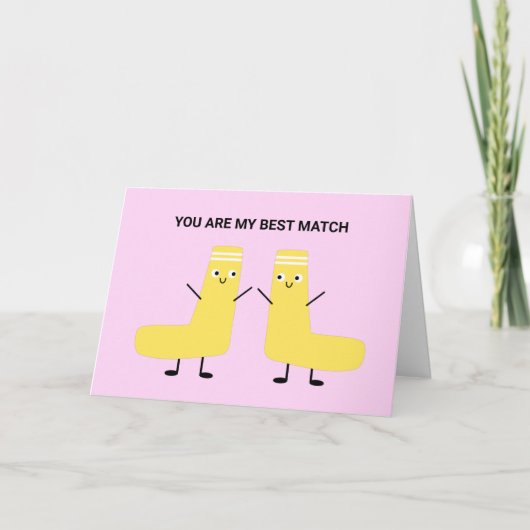 Carte Cute Kawaii Sock Couple Pun Valentine Amour (Devant)