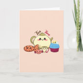 Carte Cute Kawaii Tea Time & Sweets Illustration (Devant)