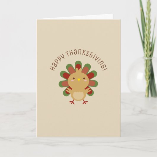 Carte Cute Kawaii Turquie Bon thanksgiving Salutation (Devant)