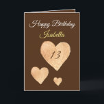 Carte Cute Khaki Watercolor Heart 13th Birthday<br><div class="desc">Cute Khaki Watercolor Heart 13th Birthday, un joli dessin d'anniversaire fait pour toute petite-fille. Si vous cherchez de jolies cartes d'anniversaire de petite-fille, des cartes d'anniversaire d'adolescent ou des cartes d'anniversaire de treizième anniversaire, celle-ci est pour vous. Le design présente des coeurs d'aquarelle mignons, quelque chose d'attrayant et de beau,...</div>