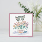 Carte Cute Kitten Assis Dans Un Pot De Fleurs Nouveau Ac (Debout devant)