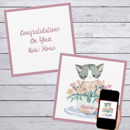 Carte Cute Kitten Assis Dans Un Pot De Fleurs Nouveau Ac