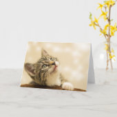 Carte Cute Kitten avec une paille étirée (Fleur jaune)