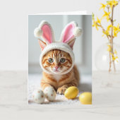 Carte Cute Kitten Costume Portrait Card (Fleur jaune)