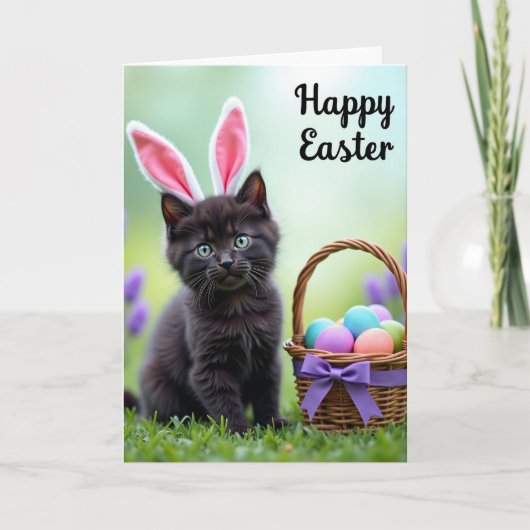 Carte Cute Kitten Easter Wishes Card (Devant)