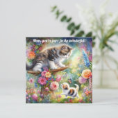 Carte Cute Kitten et Cat Maman Floral Fête des Mères (Debout devant)