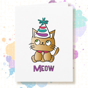 Carte Cute Kitten Funny Sweet Cat Cartoon Anniversaire