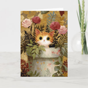 Carte Cute Kitten Peeer d'un pot