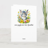 Carte Cute Kitten personnalisé en Fleurs Anniversaire (Dos)