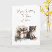 Carte Cute Kitten personnalisé et cadeau d'anniversaire (Fleur jaune)
