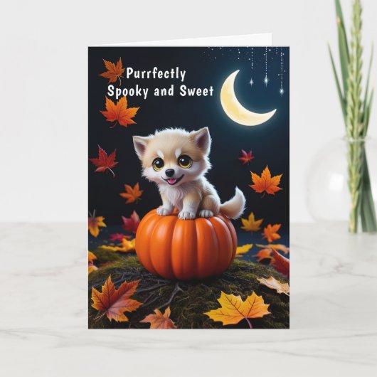 Carte Cute Kitten sur Citrouille Adorable Halloween (Devant)