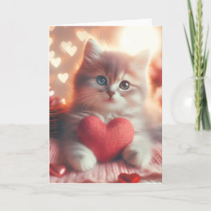 Carte Cute Kitten Valentine's Day Blank