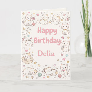 Carte Cute Kitties Custom Birthday Card