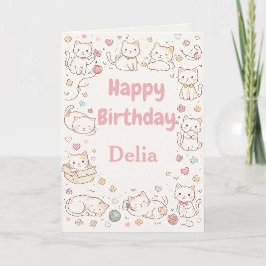 Carte Cute Kitties Custom Birthday Card (Devant)