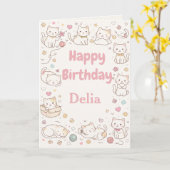 Carte Cute Kitties Custom Birthday Card (Fleur jaune)