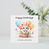 Carte Cute Kitty avec des ballons Joyeux anniversaire (Debout devant)