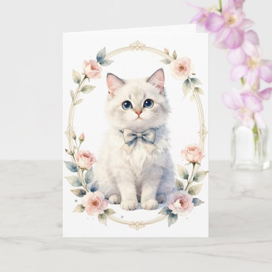 Carte cute kitty cat greeting card (Orchidée)