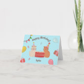 Carte Cute Kitty Cats Blue Anniversaire (Devant)