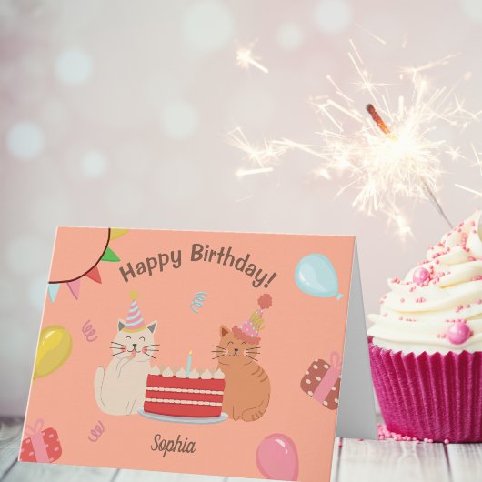Carte Cute Kitty Cats fête d'anniversaire