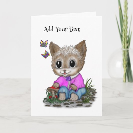 Carte Cute Kitty Chat et Papillon (Devant)