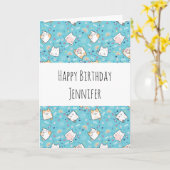 Carte Cute Kitty Chat Motif Whimsical Anniversaire (Fleur jaune)