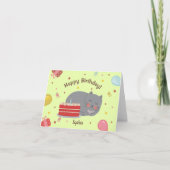 Carte Cute Kitty Chat Vert fête d'anniversaire (Devant)