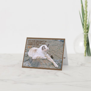 CARTE CUTE KITTY SOLEIL SUR ROCK/YEUX FERMÉ/ANNIVERSAIRE