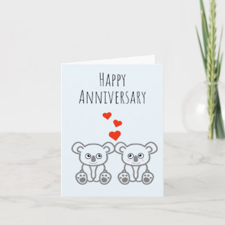 Carte Cute Koala Bear Couple-Happy Anniversaire