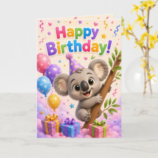 Carte Cute Koala Happy Birthday Card for Kids | Adorable