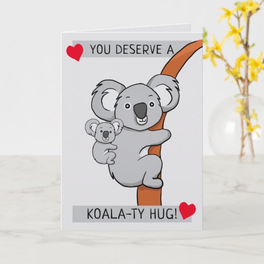 Carte Cute Koala-ty Hug Salutation (Fleur jaune)
