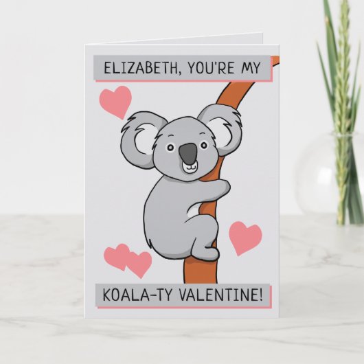 Carte Cute Koala-ty Valentine Salutation personnalisée (Devant)