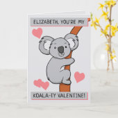 Carte Cute Koala-ty Valentine Salutation personnalisée (Fleur jaune)