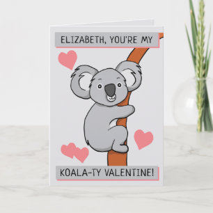 Carte Cute Koala-ty Valentine Salutation personnalisée