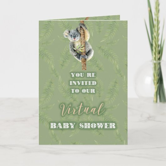 Carte Cute Koala Zoom Baby shower Virtuel Par Courrier (Devant)