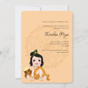 Carte Cute Krishna pour anniversaire - Art Krishna