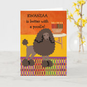 Carte Cute Kwanzaa est meilleur avec un chien de caniche (Fleur jaune)