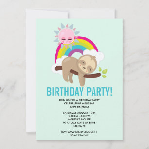 Carte Cute Lazy Paresseux avec anniversaire de Soleil & 
