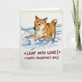 Carte Cute "Leap Into Love" Shiba Inu Valentine's Day  (Devant)