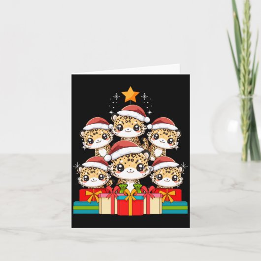 Carte Cute Leopard Gecko Le Lizard Christmas Tree Xmas H (Devant)