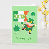 Carte Cute Leprechaun Jig St Patrick's Day (Fleur jaune)