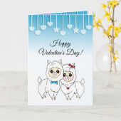 Carte Cute Les Lamas Drôle Saint Valentin (Fleur jaune)