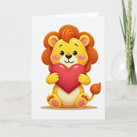 Carte Cute Lion Cub Heart Card (Devant)