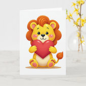 Carte Cute Lion Cub Heart Card (Fleur jaune)