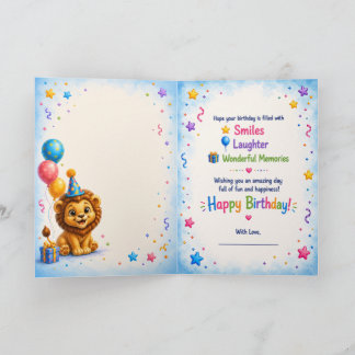 Carte Cute Lion Happy Birthday Greeting Card